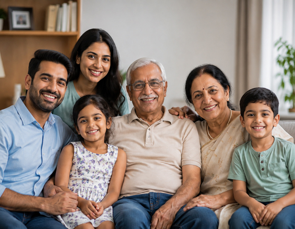 Happy family smiling together
